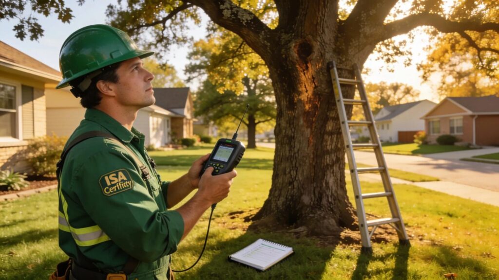 ISA Certified Arborist conducting a professional tree inspection in Waukesha
